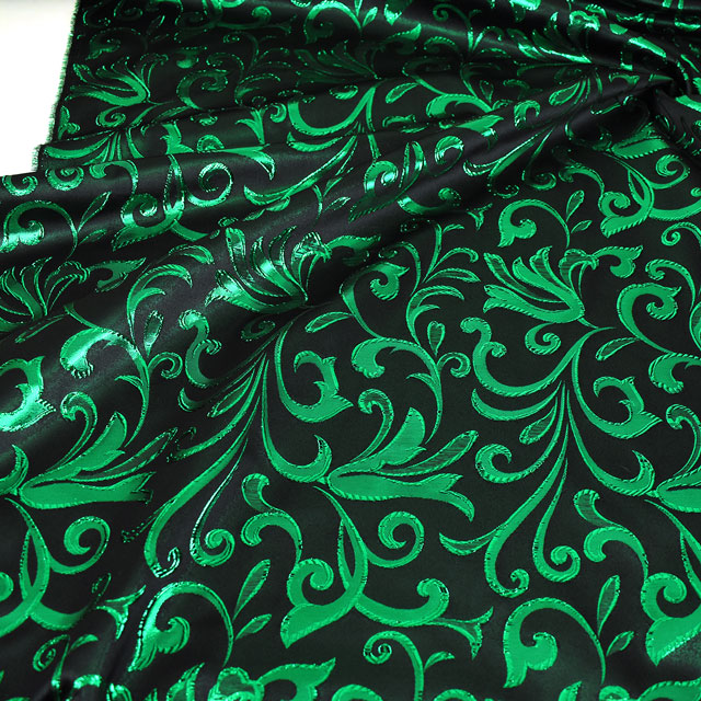 ジャガード生地 メタリックアラベスク(028-HM9775) 1.グリーン 10Aa05_