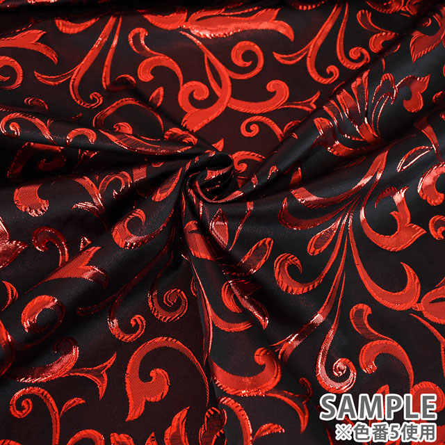 ジャガード生地 メタリックアラベスク(028-HM9775) 1.グリーン 10Aa05_