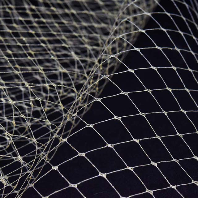 生地 ラメヘアーネット(035-3037) 1.KW(白)/ゴールド 10Ab03_