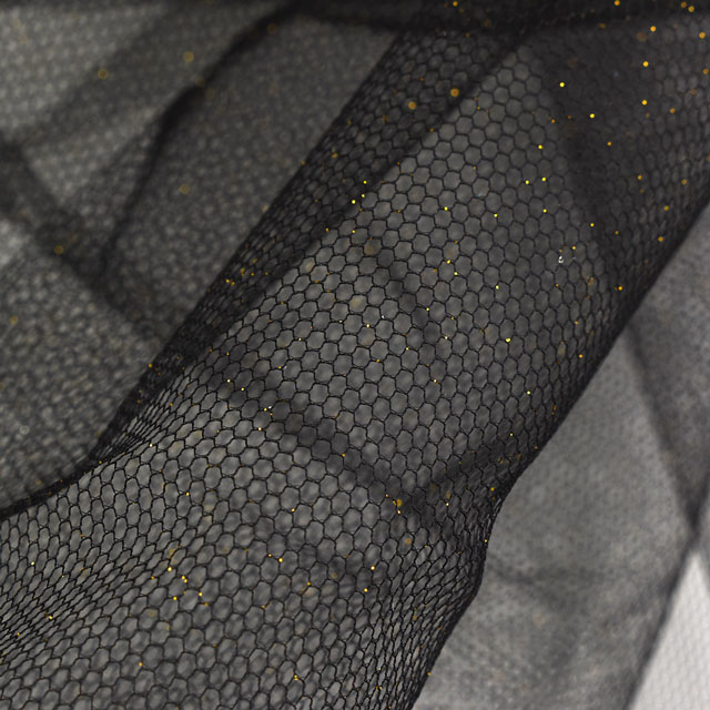 生地 スターリーベール(035-W1250G) 10.黒×ゴールドラメ 10Aa01_