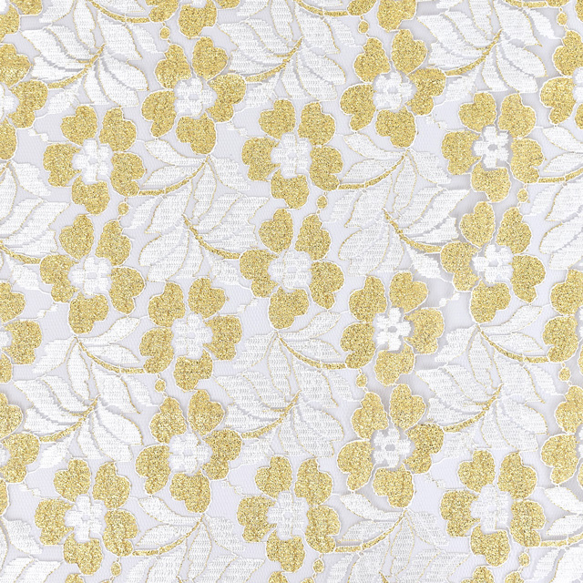 生地 ラメラッセルレース(098-5212) 11.ホワイト×ゴールド 10Ac04_
