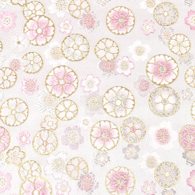 金襴生地 洛レイ胴入 桜爛漫(1-10505) 白 09Bh18_
