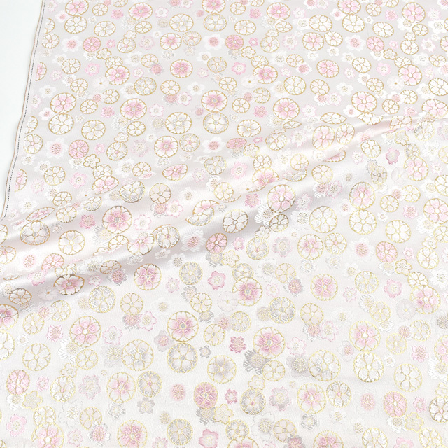 金襴生地 洛レイ胴入 桜爛漫(1-10505) 白 09Bh18_