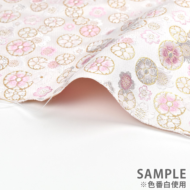 金襴生地 洛レイ胴入 桜爛漫(1-10505) 白 09Bh18_