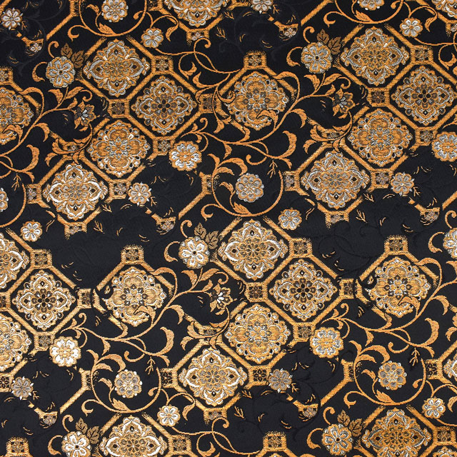 ※受付終了※〔1月上旬~中旬以降入荷分予約〕金襴生地 洛レイ四丁 美麗格子(2-10725-2) 黒金 09Bh18_