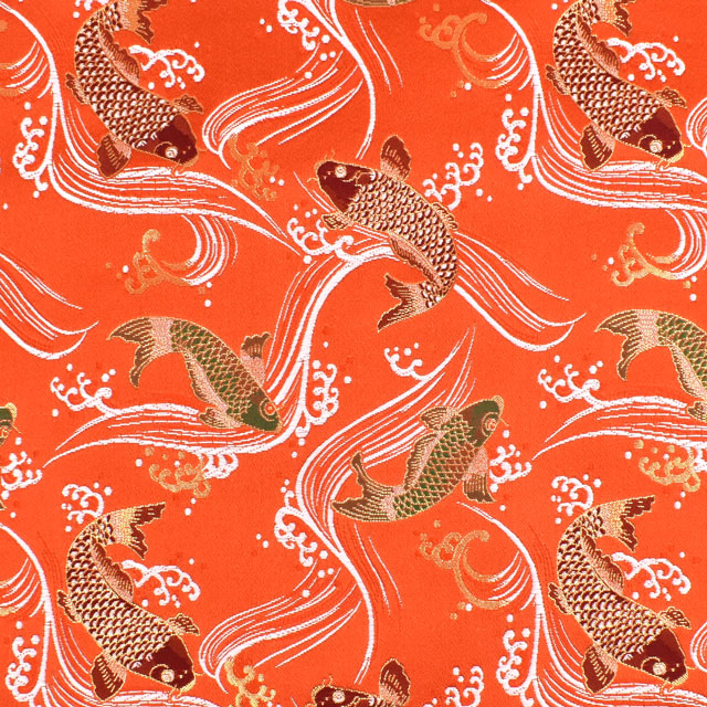 金襴生地 洛レイ四丁 鯉(10000) 233-10000.赤 09Bh18_