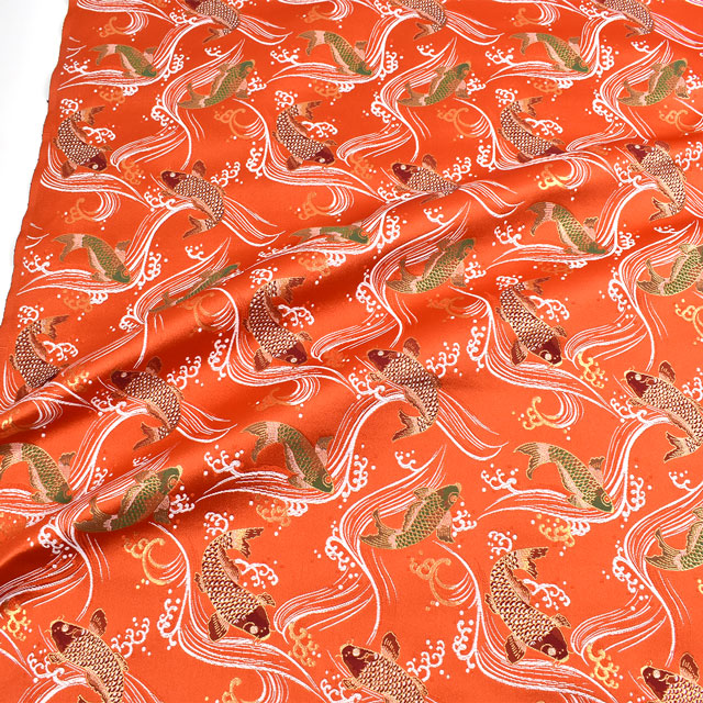 金襴生地 洛レイ四丁 鯉(10000) 233-10000.赤 09Bh18_