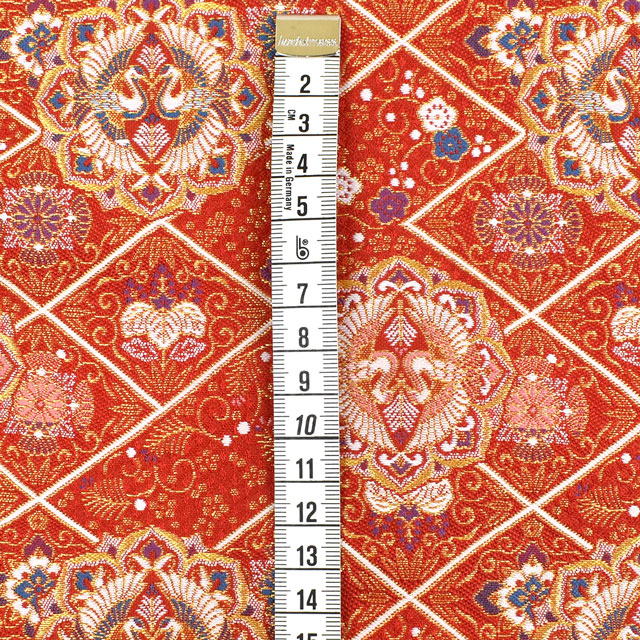 金襴生地 あすか四丁2号 鶴(1215-10023) 赤 09Bh18_