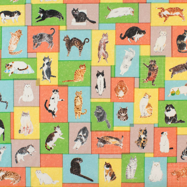 生地 Paper message-ペーパーメッセージ- 猫と小部屋/シーチング(EGXA-8006) 色番1A 09Ac04_