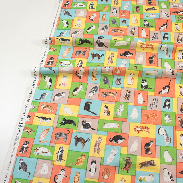 生地 Paper message-ペーパーメッセージ- 猫と小部屋/シーチング(EGXA-8006) 色番1A 09Ac04_