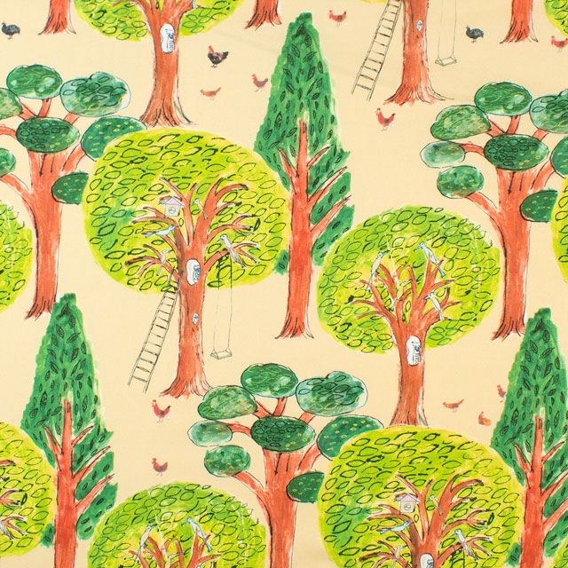 生地 Paper message-ペーパーメッセージ- Birdhouse/シーチング(EGXA-8006) 色番6A 09Ac04_