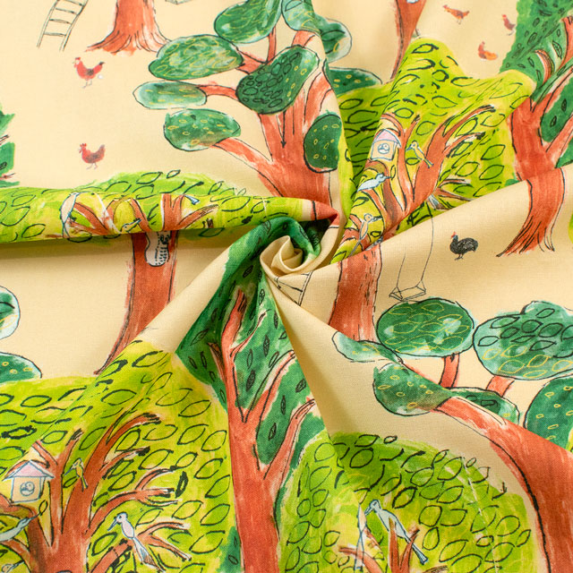 生地 Paper message-ペーパーメッセージ- Birdhouse/シーチング(EGXA-8006) 色番6A 09Ac04_