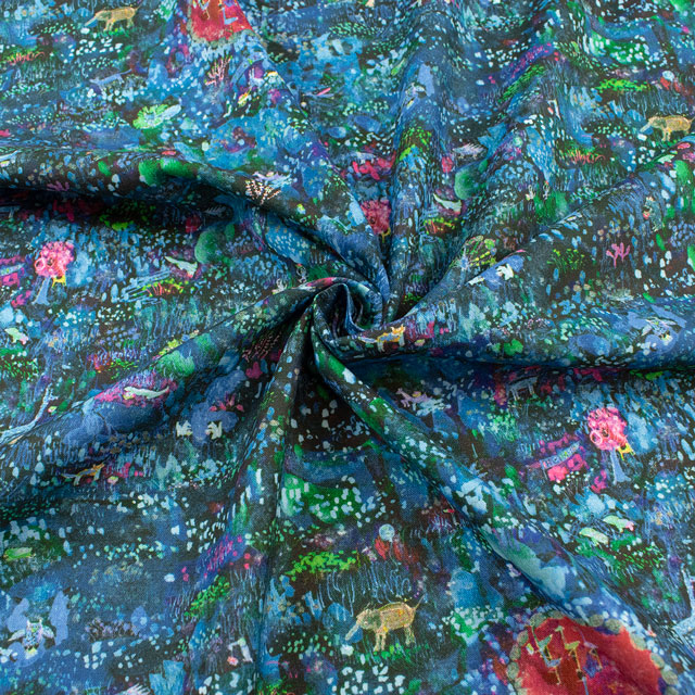 生地 Paper message-ペーパーメッセージ- 動物園 夜/シーチング(EGXA-8006) 色番8A 09Ac04_