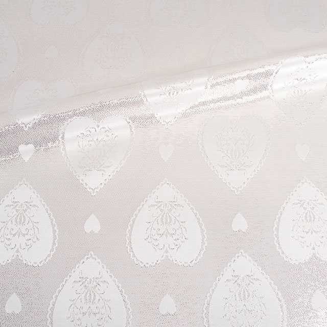 ジャガード生地 ハート(1078) 1.白/シルバー 10Aa02_