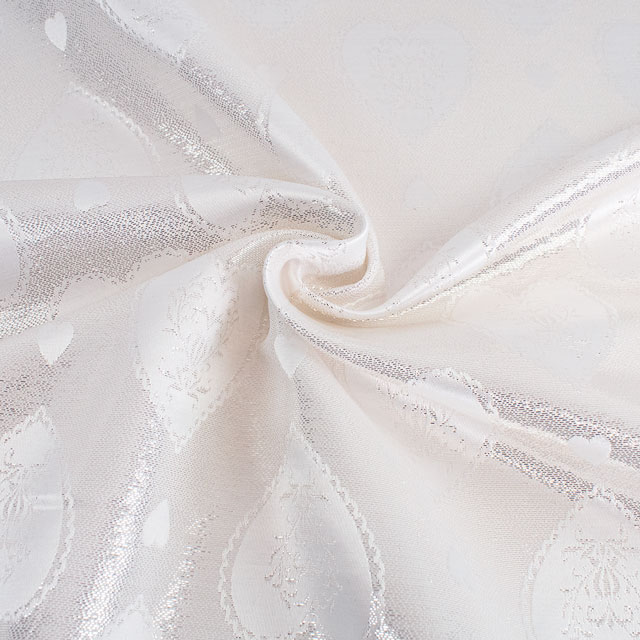 ジャガード生地 ハート(1078) 1.白/シルバー 10Aa02_