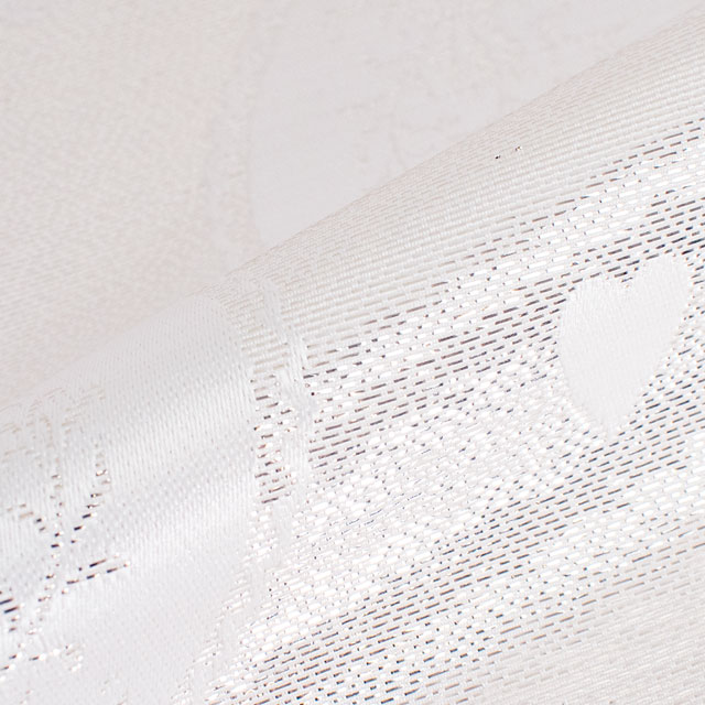 ジャガード生地 ハート(1078) 1.白/シルバー 10Aa02_