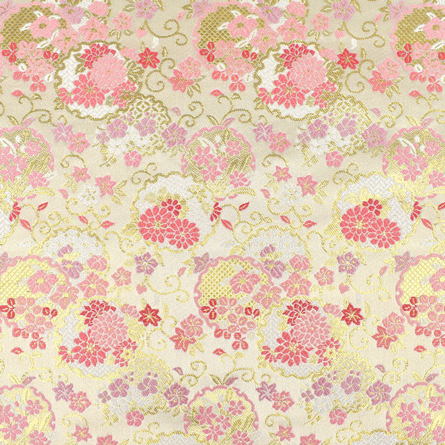 金襴生地 鈴鹿三丁胴入 雪輪花尽し(11-6289-3) 白 09Bh18_