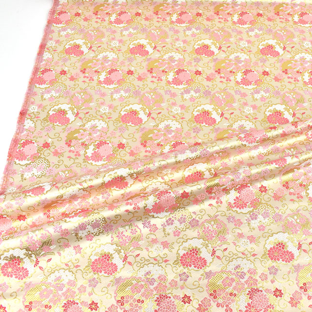 金襴生地 鈴鹿三丁胴入 雪輪花尽し(11-6289-3) 白 09Bh18_