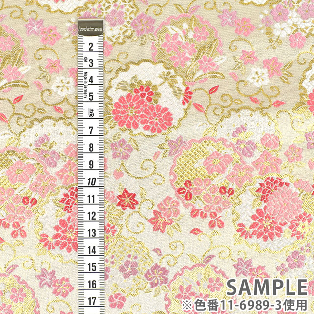 金襴生地 鈴鹿三丁胴入 雪輪花尽し(11-6289-3) 白 09Bh18_