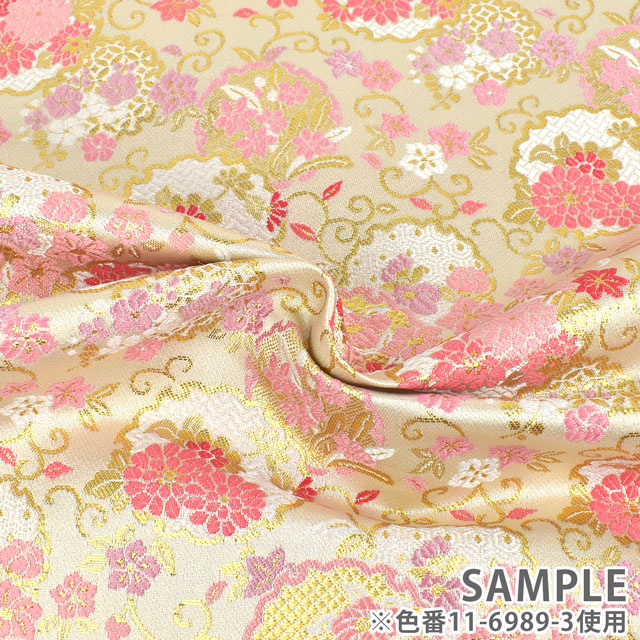 金襴生地 鈴鹿三丁胴入 雪輪花尽し(11-6289-3) 白 09Bh18_