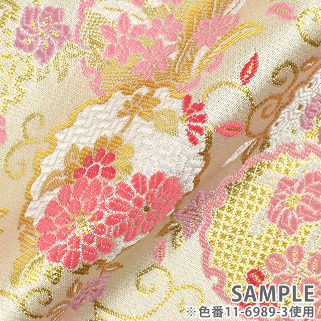 金襴生地 鈴鹿三丁胴入 雪輪花尽し(11-6289-3) 白 09Bh18_