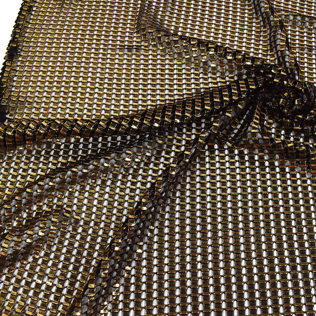 生地 スクエアニットフォイル(1187) 2.黒/ゴールド 10Ad06_