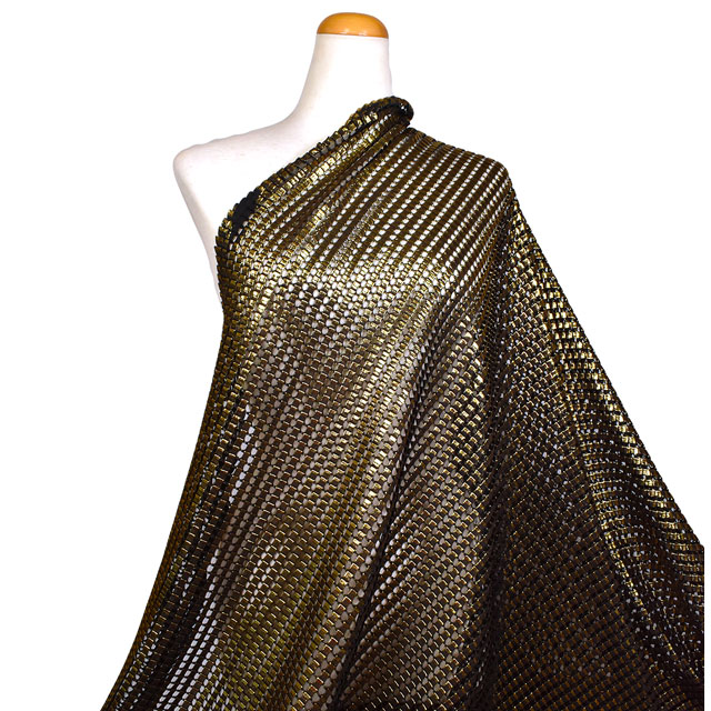 生地 スクエアニットフォイル(1187) 2.黒/ゴールド 10Ad06_