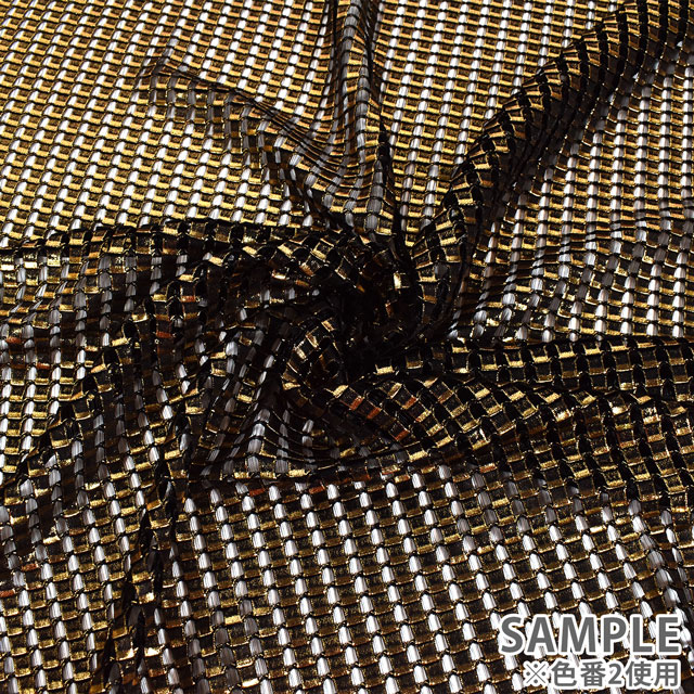 生地 スクエアニットフォイル(1187) 2.黒/ゴールド 10Ad06_