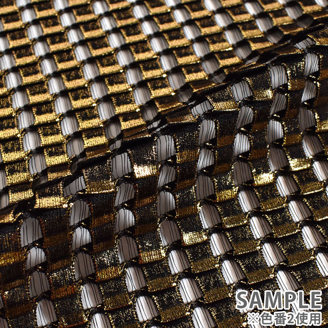 生地 スクエアニットフォイル(1187) 2.黒/ゴールド 10Ad06_