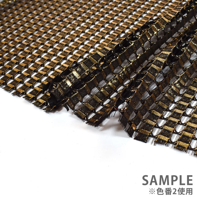 生地 スクエアニットフォイル(1187) 2.黒/ゴールド 10Ad06_