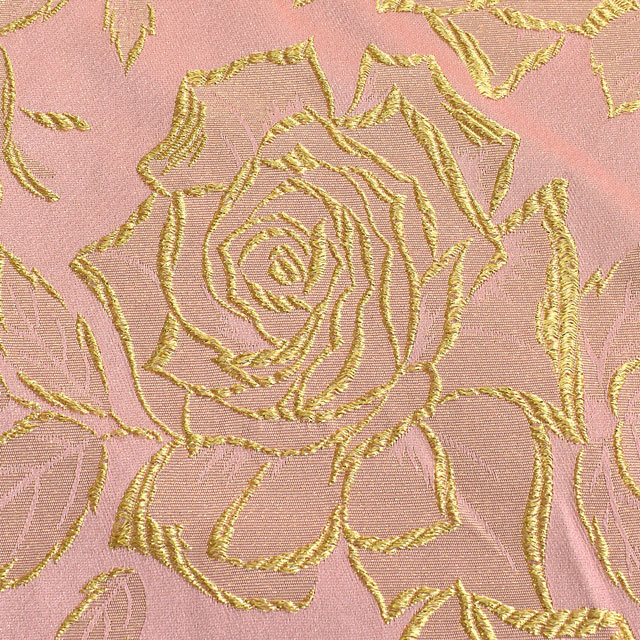 生地 バラ柄ブロケード(120010) 4.ピンク×ゴールド 99Zz99_