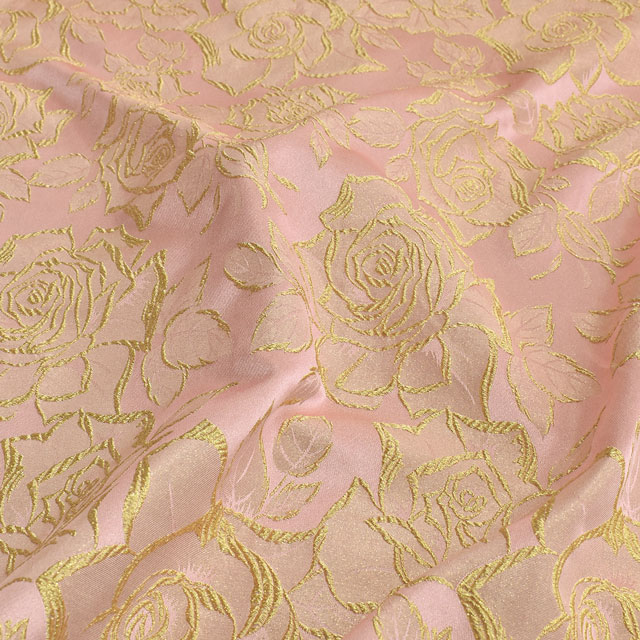 生地 バラ柄ブロケード(120010) 4.ピンク×ゴールド 99Zz99_