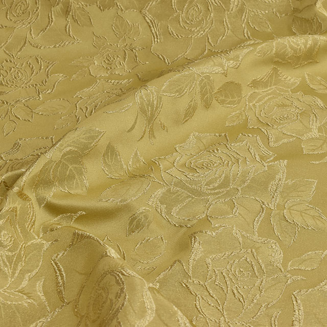 生地 バラ柄ブロケード(120010) 5.ゴールド×ゴールド 99Zz99_