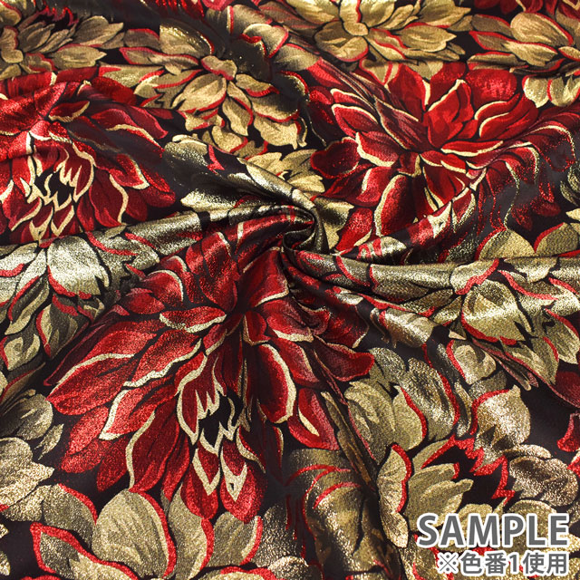 生地 ピオニージャガード(120103) 2.ブラック×ブルー 10Aa05_