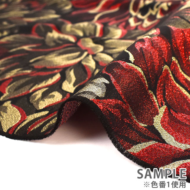 生地 ピオニージャガード(120103) 2.ブラック×ブルー 10Aa05_