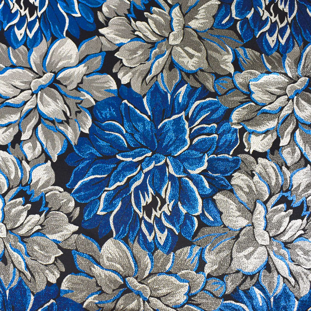 生地 ピオニージャガード(120103) 2.ブラック×ブルー 10Aa05_