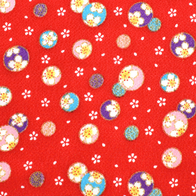 ちりめん生地 京友禅 まり(121180) 5922.緋色 09Bh18_