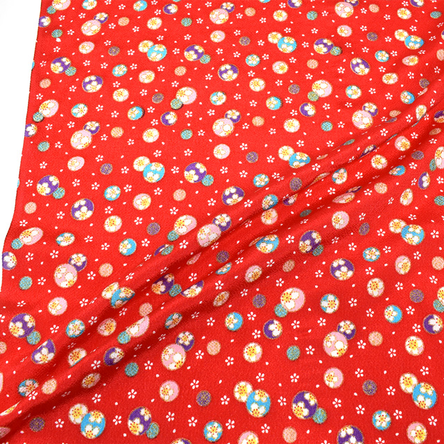 ちりめん生地 京友禅 まり(121180) 5922.緋色 09Bh18_