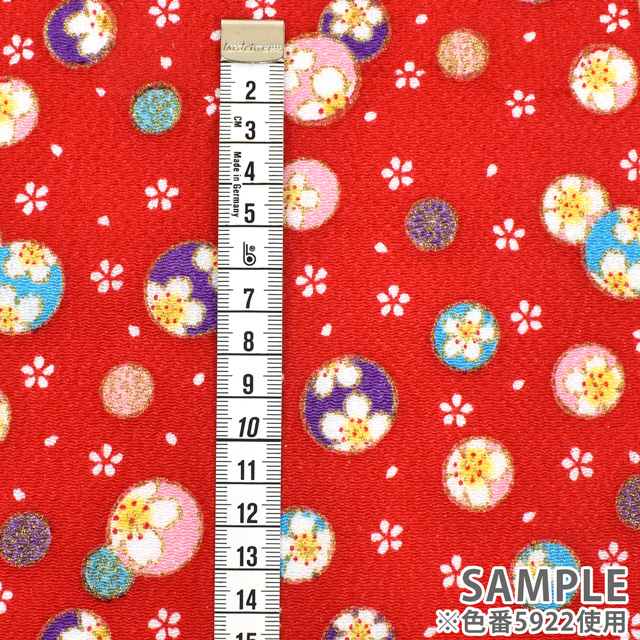 ちりめん生地 京友禅 まり(121180) 5922.緋色 09Bh18_