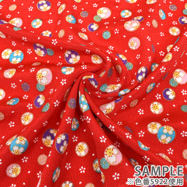 ちりめん生地 京友禅 まり(121180) 5922.緋色 09Bh18_