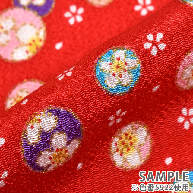 ちりめん生地 京友禅 まり(121180) 5922.緋色 09Bh18_