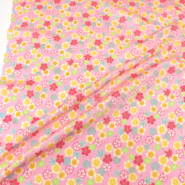 ちりめん生地 京友禅 桜集め(121180) 5911.桜色 99Zz99_