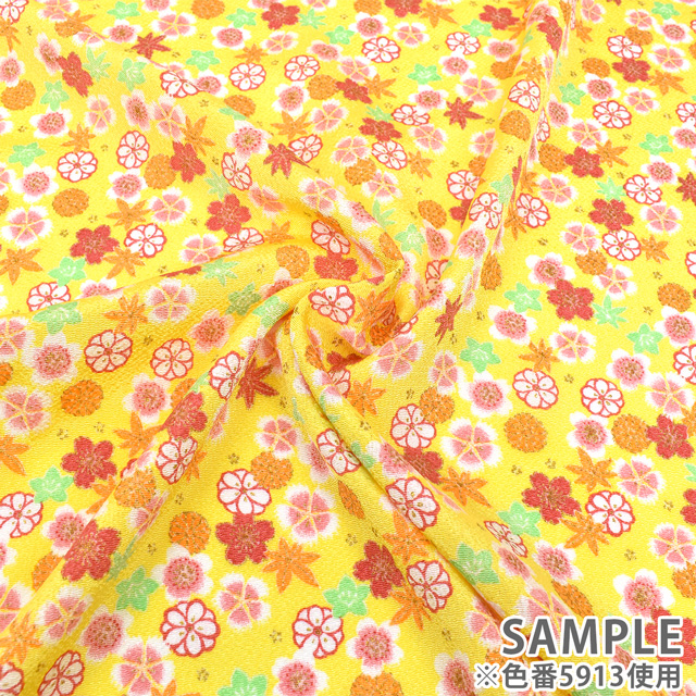 ちりめん生地 京友禅 桜集め(121180) 5911.桜色 99Zz99_