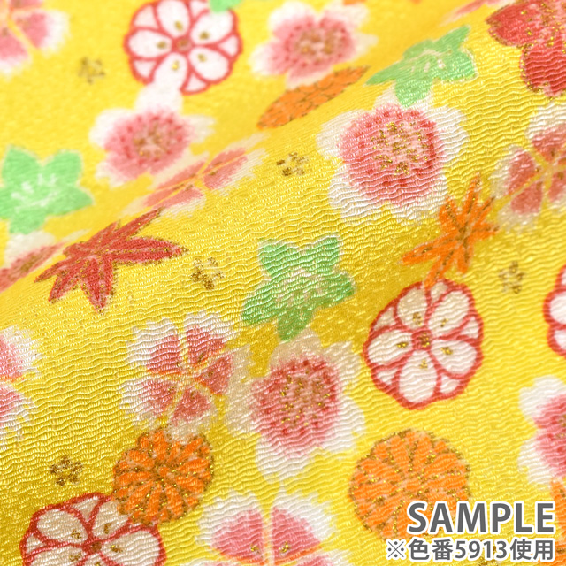 ちりめん生地 京友禅 桜集め(121180) 5911.桜色 99Zz99_