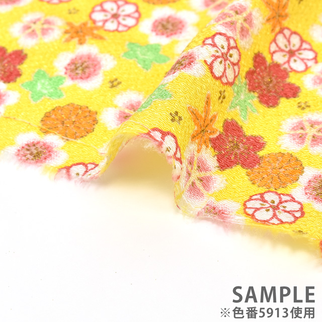 ちりめん生地 京友禅 桜集め(121180) 5911.桜色 99Zz99_