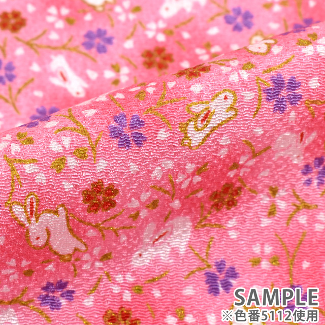 ちりめん生地 京友禅 桜うさぎ(121180) 5115.黒 09Bh18_