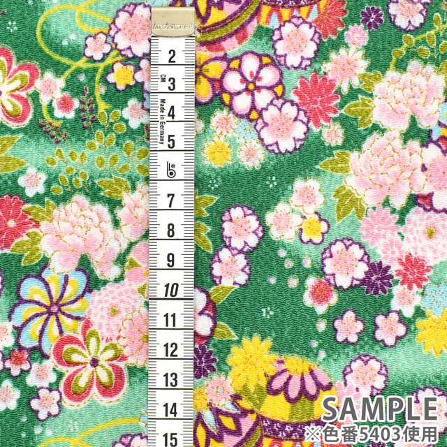 ちりめん生地 京友禅 花毬(121180) 5402.緋色 09Bh18_