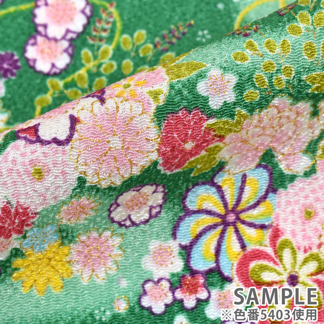 ちりめん生地 京友禅 花毬(121180) 5402.緋色 09Bh18_