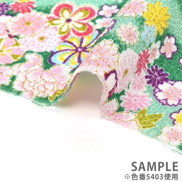 ちりめん生地 京友禅 花毬(121180) 5402.緋色 09Bh18_