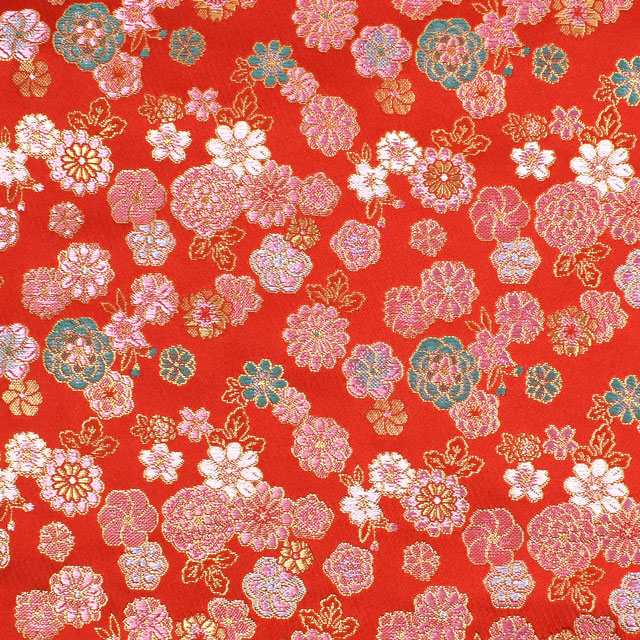 金襴生地 あすか胴入 花花(1215-10543) 赤 09Bh18_